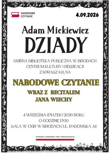 Narodowe Czytanie w Gminie Brody 2026