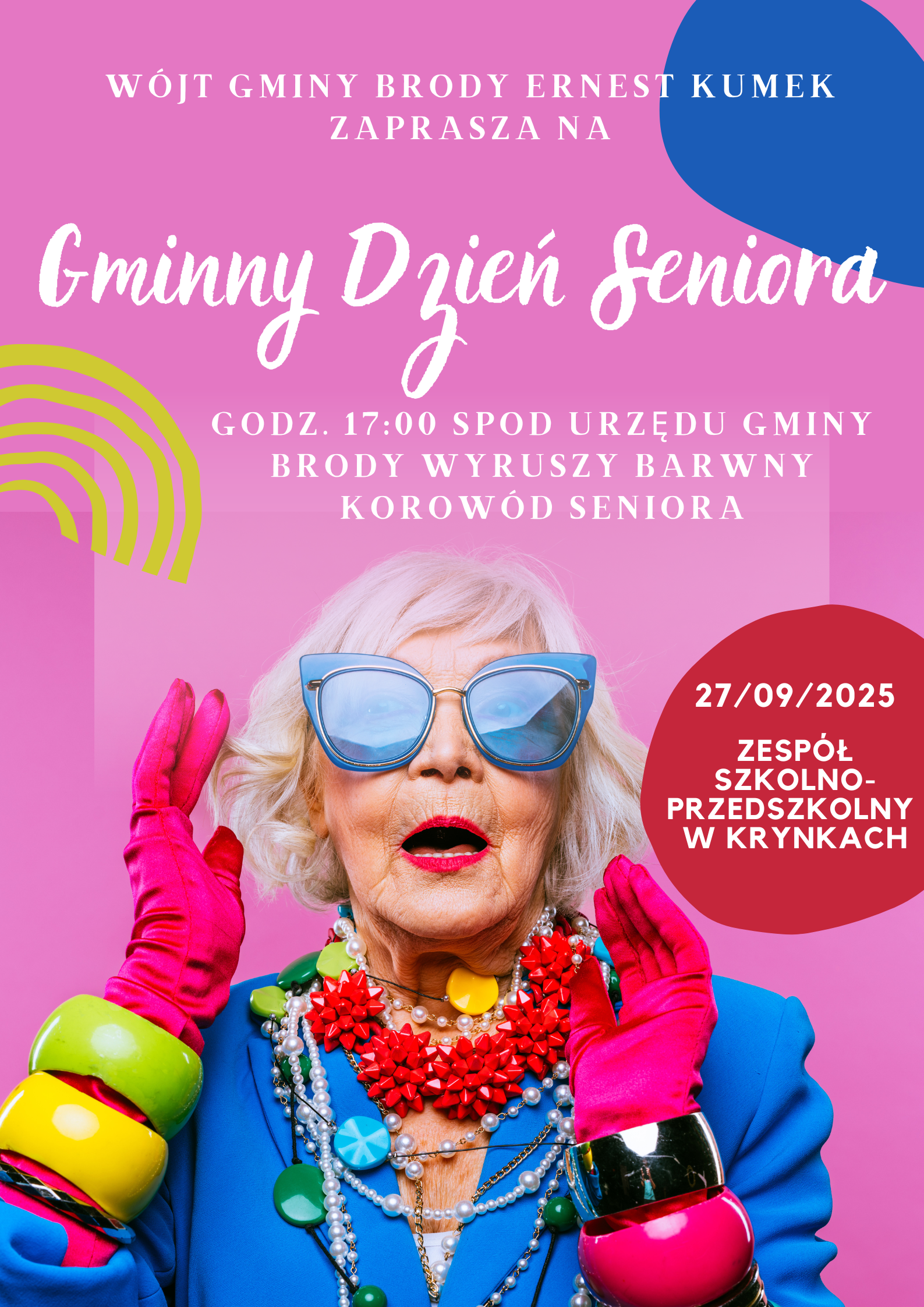 Dzień Seniora - radość, zabawa, integracja Z okazji święta osób w wieku dojrzałym, wszystkich zapraszamy na bogaty program rozrywkowy.   27 września, o godz. 17, sprzed Urzędu Gminy Brody wyruszy barwny korowód do budynku Zespołu Szkolno-Przedszkolnego w Krynkach. Tam, będzie można obejrzeć piosenki, skecze wykonaniu seniorów. Swój program zaprezentuje także Grupa Tańca z Krynek. Będą także konkursy: „Jaka to melodia” i „Familiada”. Dla uczestników przewidziany jest także poczęstunek i zabawa taneczna. Na wydarzenia zaprasza Wójt Gminy Brody, Ernest Kumek. - Jestem przekonany, że program spotkania wywoła u Was wiele uśmiechów i miłych wspomnień – zachęca włodarz.