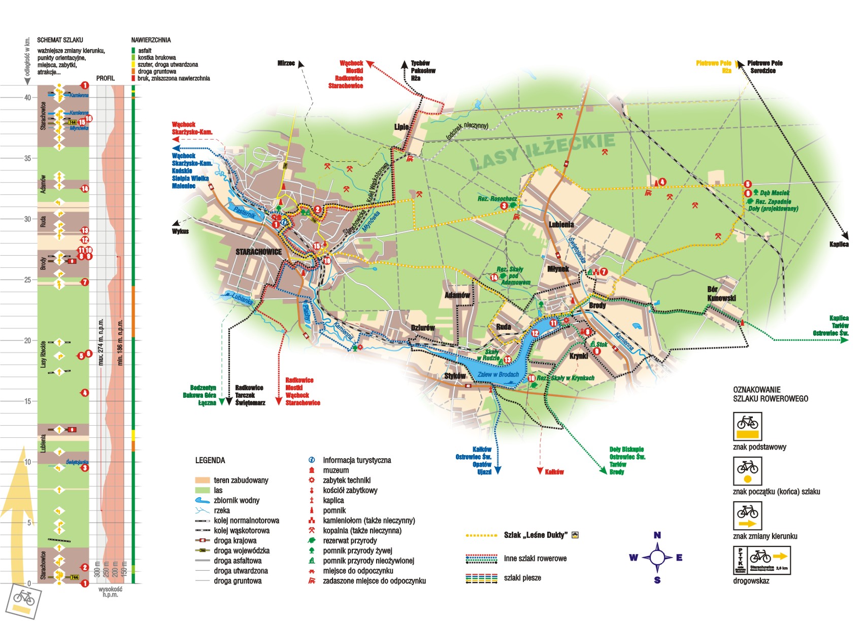 Mapa szlaku rowerowego "Leśne Dukty"