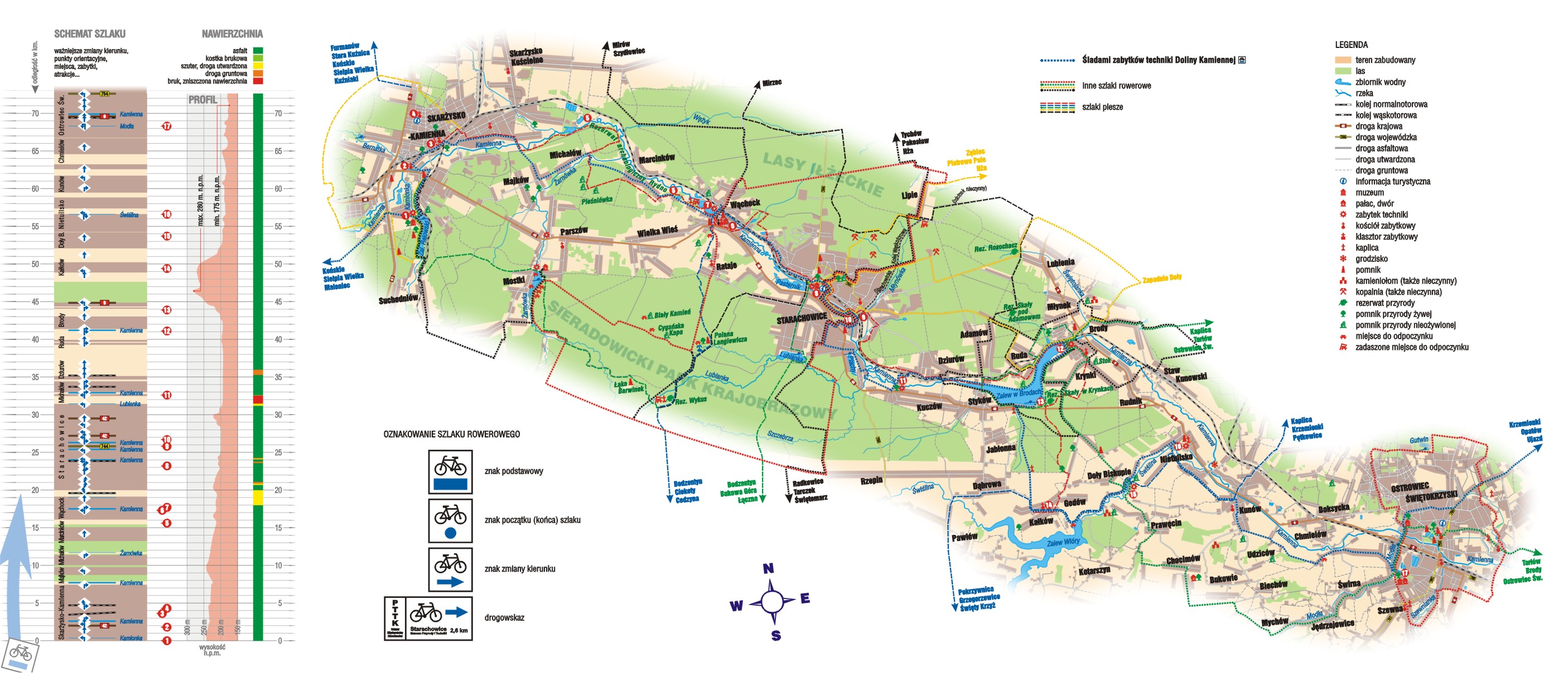 Mapa szlaku rowerowego śladami zabytków techniki Doliny Kamiennej