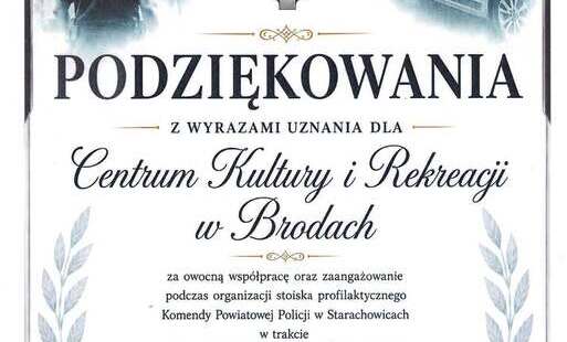 Zdjęcie do KGW &bdquo;Lipianki&rdquo; oraz CKiR w Brodach z podziękowaniami od świętokrzyskiej policji