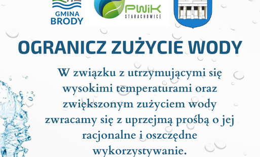 Zdjęcie do Apel do mieszkańc&oacute;w Gminy Brody o racjonalne korzystanie z wody