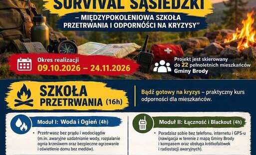Zdjęcie do &bdquo;Świętokrzyski Survival Sąsiedzki&rdquo; w Gminie Brody. Mieszkańcy nauczą się, jak radzić sobie w sytuacjach kryzysowych