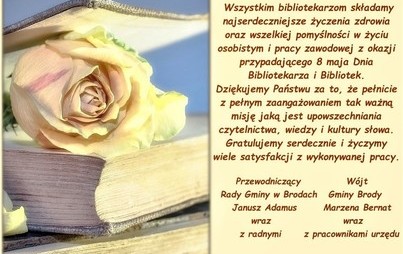 Zdjęcie do Najlepsze życzenia z okazji przypadającego 8 maja Dnia Bibliotekarza i Bibliotek 