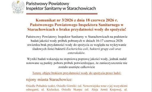 Zdjęcie do Ważna informacja dla mieszkańc&oacute;w Dziurowa, Rudy i Adamowa &ndash; woda nadal nieprzydatna do spożycia