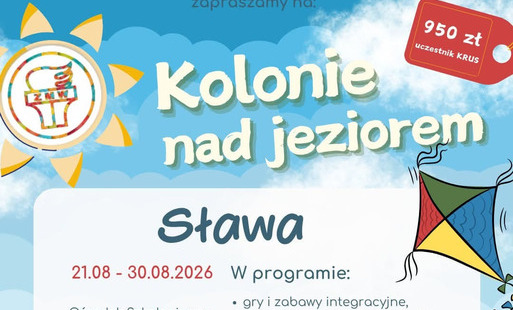 W dniach od 21 do 30 sierpnia 2026 roku odbędą się kolonie nad jeziorem w Sławie. Ich koszt wynosi 950 zł na każdego uczestnika objętego ubezpieczeniem KRUS. Za osoby ubezpieczone w ZUS trzeba zapłacić 2200 zł.  Wypoczynek organizuje Związek Młodzieży Wie
