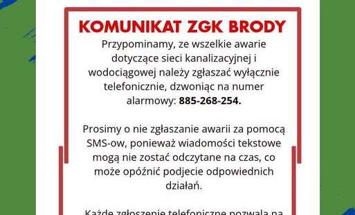Zdjęcie do Komunikat Zakładu Gospodarki Komunalnej w Brodach